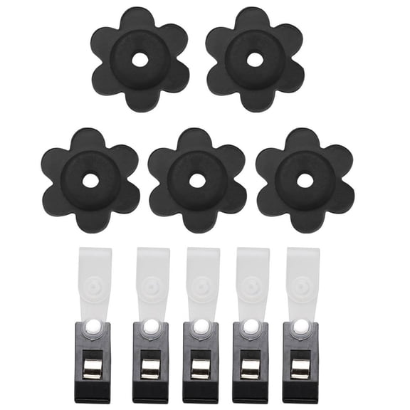 5 Set Garden Flag Rubber Stoppers and Adjustable Anti-Wind Clips,Flag Stops Accessories Hardware for Garden Flag Poles Stand,Flag Stopper and Yard Flag Clip,Yard Flag Clip Flag Stops,Black