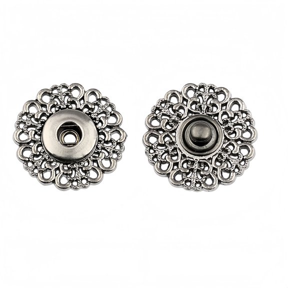 5 Set Hollow Out Flower Shaped Metal Snap Buttons for DIY Sewing Clothes Decor Accessories