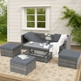 thumbnail image 1 of 5 Set Outdoor Patio Furniture Set, Wicker Outdoor Patio Conversation Set Rattan Sectional Sofa Set with Storage Table for Garden, Balcony, Lawn, Grey, 1 of 9