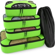 5 Set Packing Cubes - Travel Organizers with Laundry Bag (Green Grass)