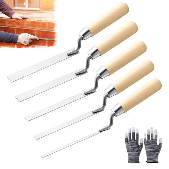 5‑Set Professional Tuck Pointing Tools – 1/4" to 5/8" Masonry & Mortar Repair Tools for Home & Job Site