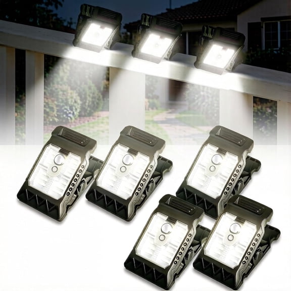 5 Set Solar Outdoor LED Flood Light, Clip-On, Waterproof, Motion Sensor, All-Night Brilliance, No Wiring Required