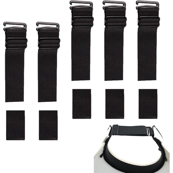 5 Set Sun Visor Hats Buckle and Straps  Sew  Elastic Adjustable Fastening Hook and Loop Straps Extender Fastener for Large Brim Beach Cap Ponytail Straw Visors Golf Visor Cap