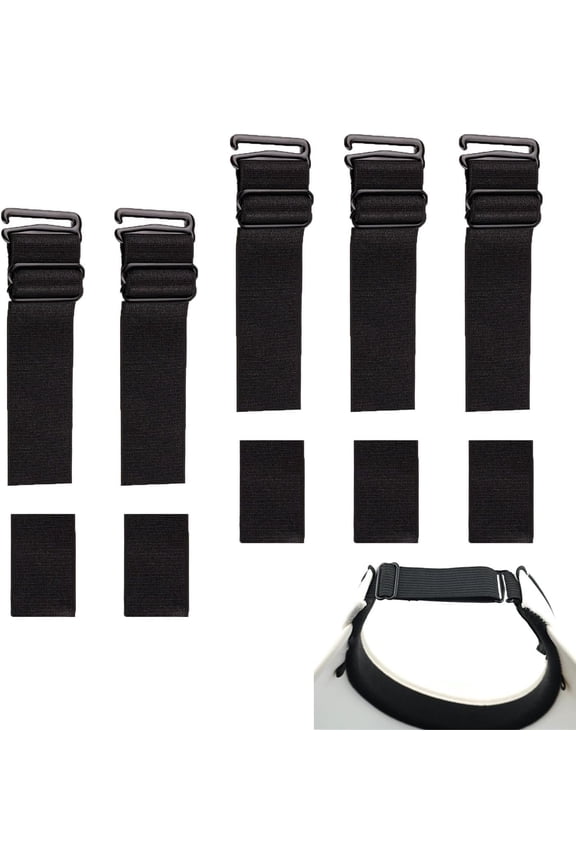 5 Set Sun Visor Hats Buckle and Straps Sew Elastic Adjustable Fastening Hook and Loop Straps Extender Fastener for Large Brim Beach Cap Ponytail Straw Visors Golf Visor Cap