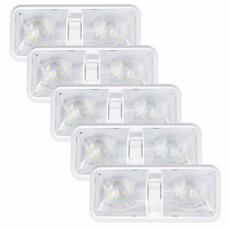 "5 Sets 12V LED RV Dome Light with Switch, RV Interior Lights with Double Dome 600LM for Trailer Motorhome"