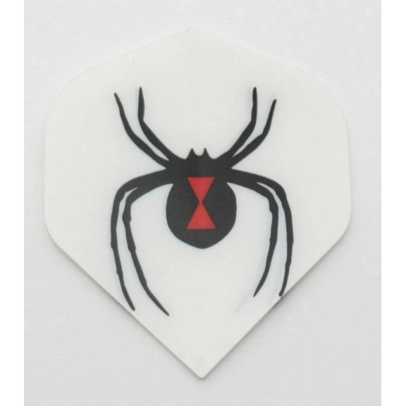 5 Sets (15 Flights) BLACK WIDOW (white background) Standard Metronic Dart Flights - 75 Micron