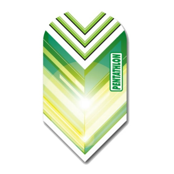 5 Sets (15 Flights) Pentathlon GREEN Slim Ex-Tough Dart Flights - 100 Micron - Style 1