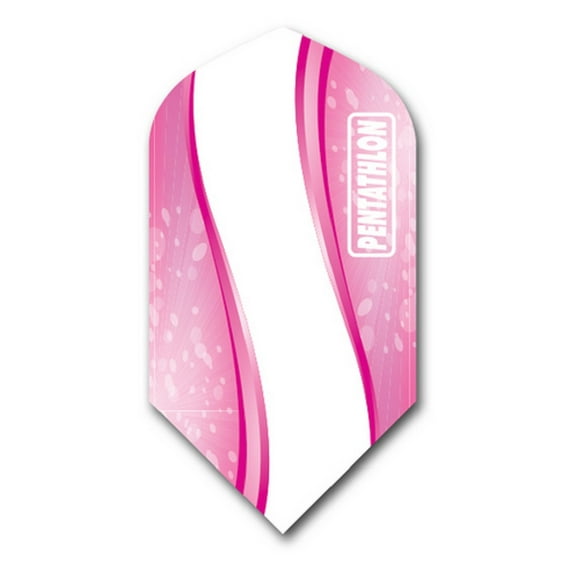 5 Sets (15 Flights) Pentathlon PINK/WHITE Slim Ex-Tough Dart Flights - 100 Micron