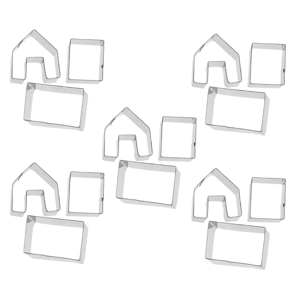 5 Sets/15pcs Christmas Cookie Cutters Biscuit Molds Gingerbread House
