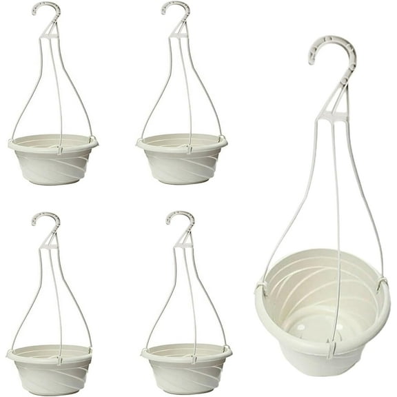 5 Sets/2Sets Hanging Planters for Indoor Outdoor Plants with Hook Hanging Plant Pot Holder Rack Plastic Flower Pot Holder for Sturdy White Plant Hanging Basket Plant Hanger for Garden Balcony Decor