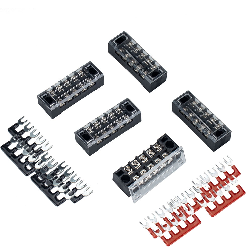 5 Sets 5 Positions Dual Row Screw Terminal Strip Blocks 5 Positions