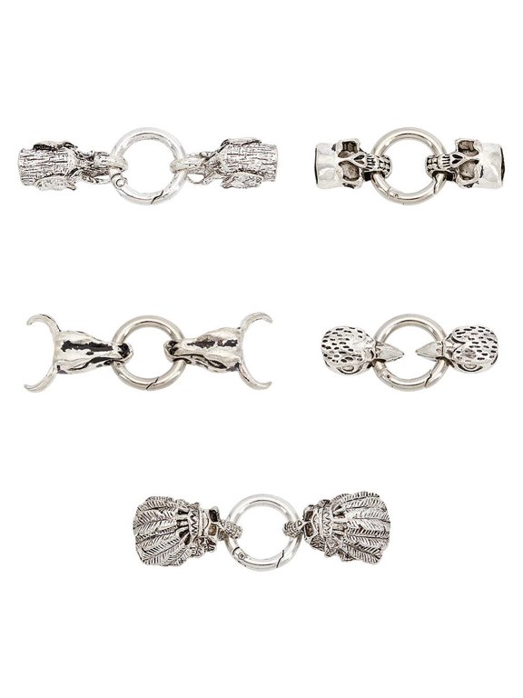 5 Sets 5 Styles Style Alloy Spring Gate Rings O Rings with Cord Ends Elephant Cow Bird Dragon Mixed Shapes