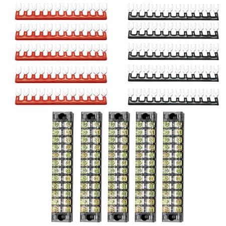 5 Sets 600V 15A 12 Positions Dual Row Terminal Blocks