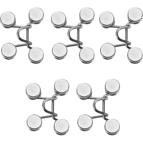 5 Sets Adjustable Silver Waistband Tightener Buttons Reusable Round Jean Tightening Clips For Loose Pants No Sewing Required, Easy-to-Use Waist Tightener Clips For Jeans & Trousers