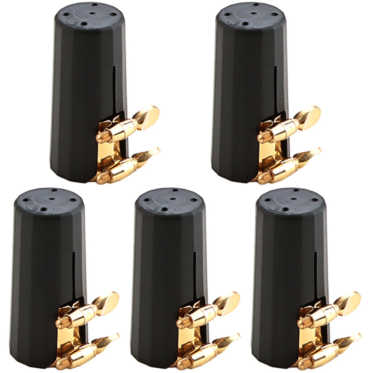 Qiysamall 5 Sets Alto Card Cap Saxophone Reed Clip Ligature