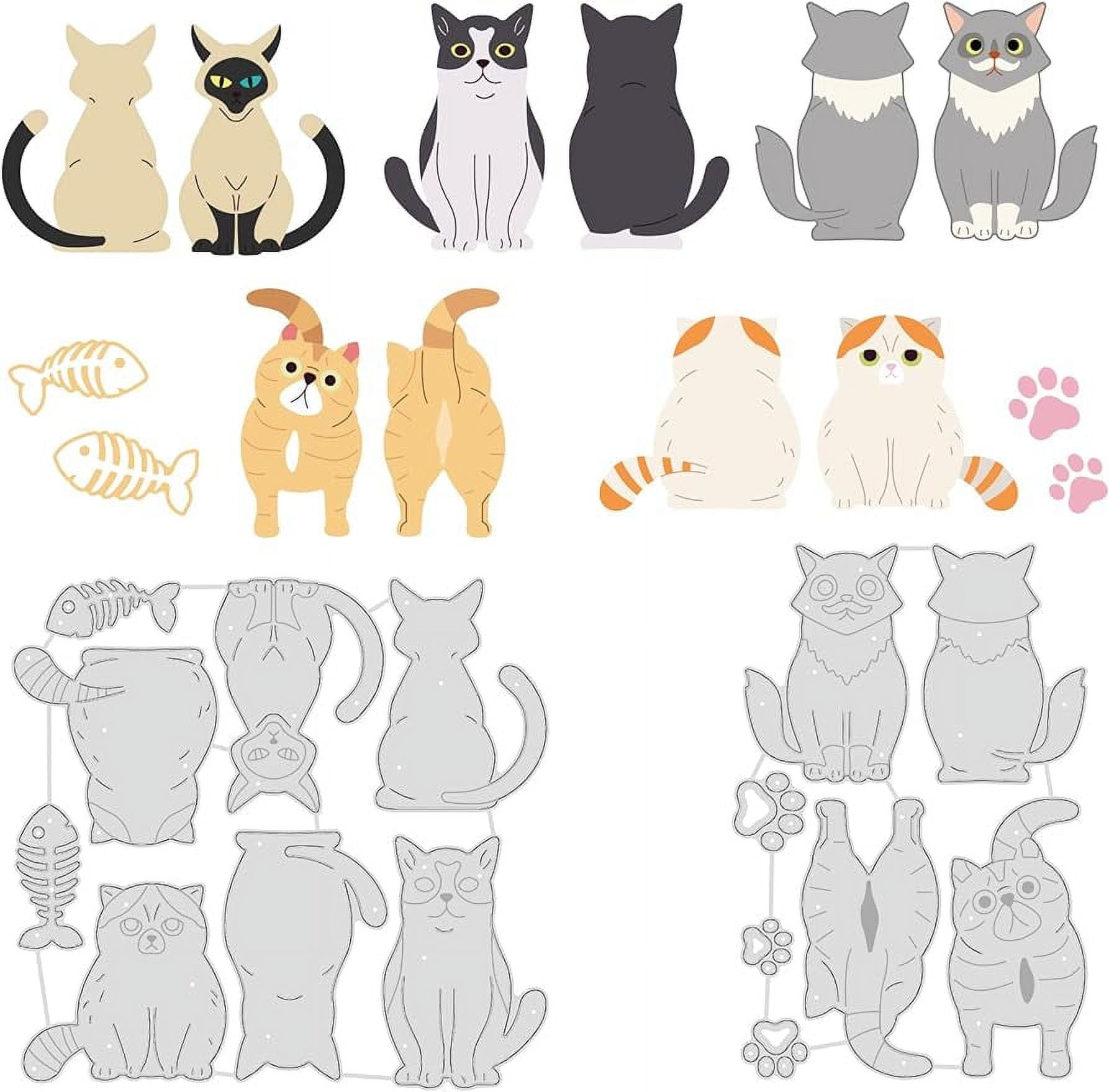 3pcs Animal Cat Metal Die Cuts - Carbon Steel Cutting Dies For Scrapbooking, Card Making, DIY Crafts