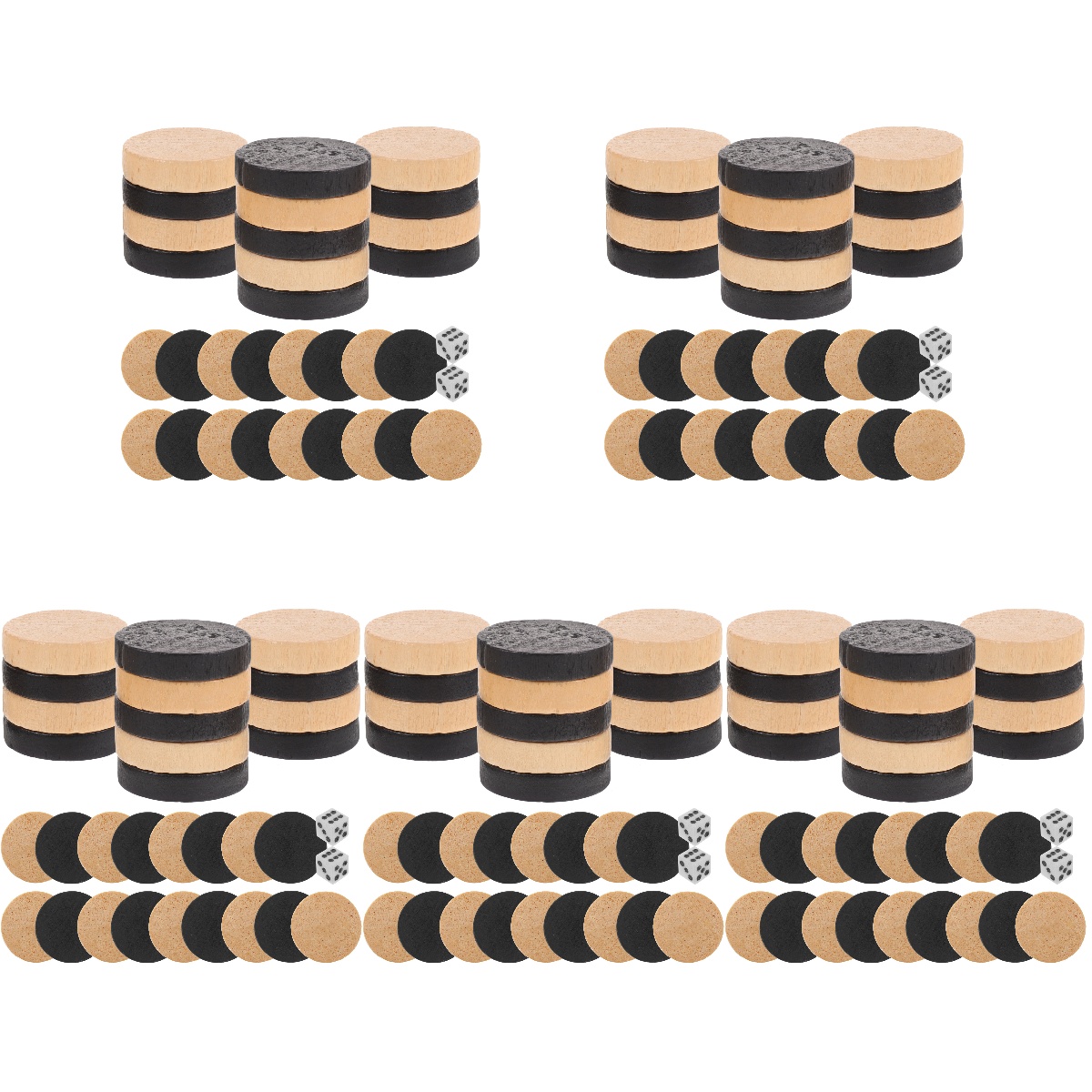 5 Sets Chess Pieces Travel Accesories Board Wooden Checkers Backgammon