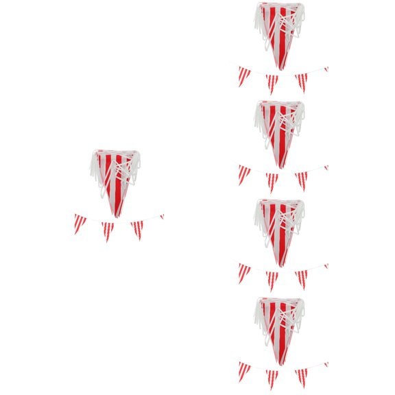 FUEENIRVA Circus Bunting Flag Red and White Striped For Festive Occasions 5 Sets