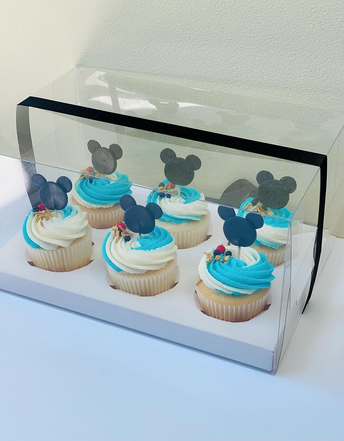 5 Sets Clear Cupcake Boxes 6 Count, Clear Cupcake Containers With White