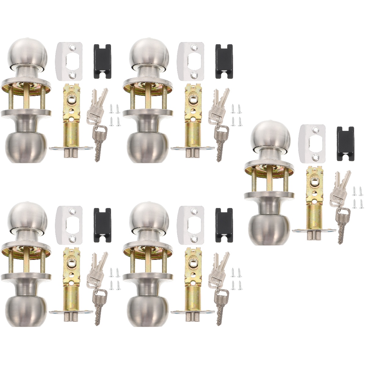 5 Sets Door Lock Locks for Bedrooms Exterior Knob Doorknob with and Key