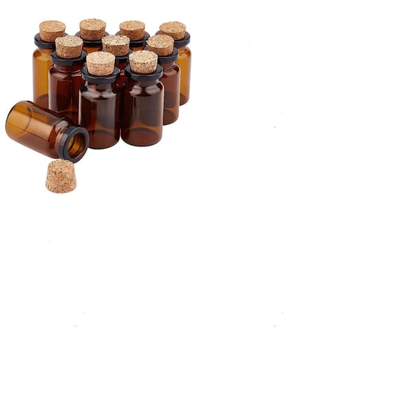 5 Sets Glass Bottles Beads Containers with Cork Stopper & Paper Tag Wishing Bottle Column Peru 2.2x4.45cm Hole: 12.5mm 2pcs/set