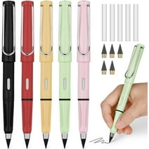 5 Sets Inkless Magic Pencil Everlasting Pencil Eternal with Eraser, Infinity Reusable Pencil for Writing Drawing with Extra 5 Eraser & 5 Replaceable Nibs, Home Office School Supplies