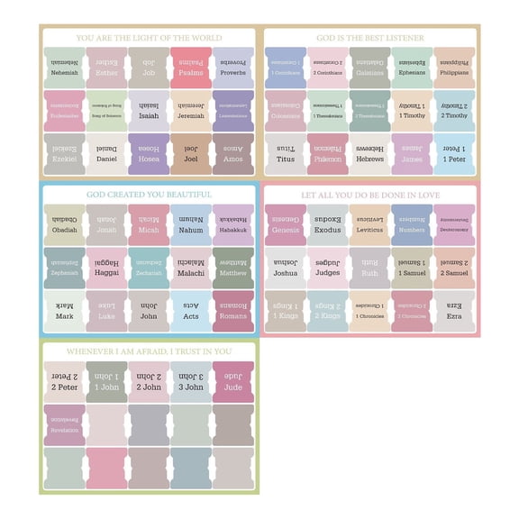 5 Sets Laminated Bible Tabs, Pre-Printed and Blank Gold Foil Tabs for Books, Easy Navigation Study Journaling, Women Men