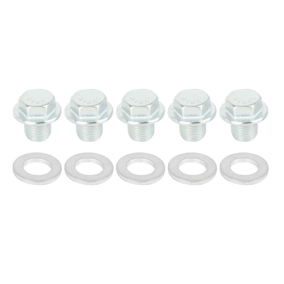 5 Sets M10x1 Metal Vehicle Engine Oil Pan Drain Cap Screw Bolt Plug with Gasket