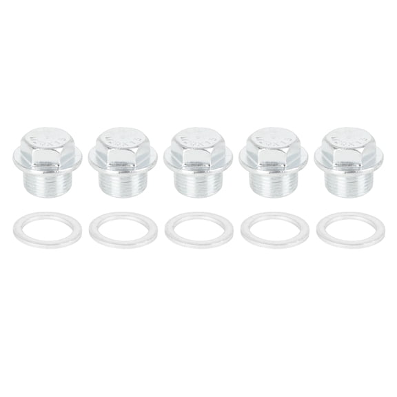 5 Sets M20x1.5 Metal Vehicle Engine Oil Pan Drain Cap Screw Bolt Plug with Gasket