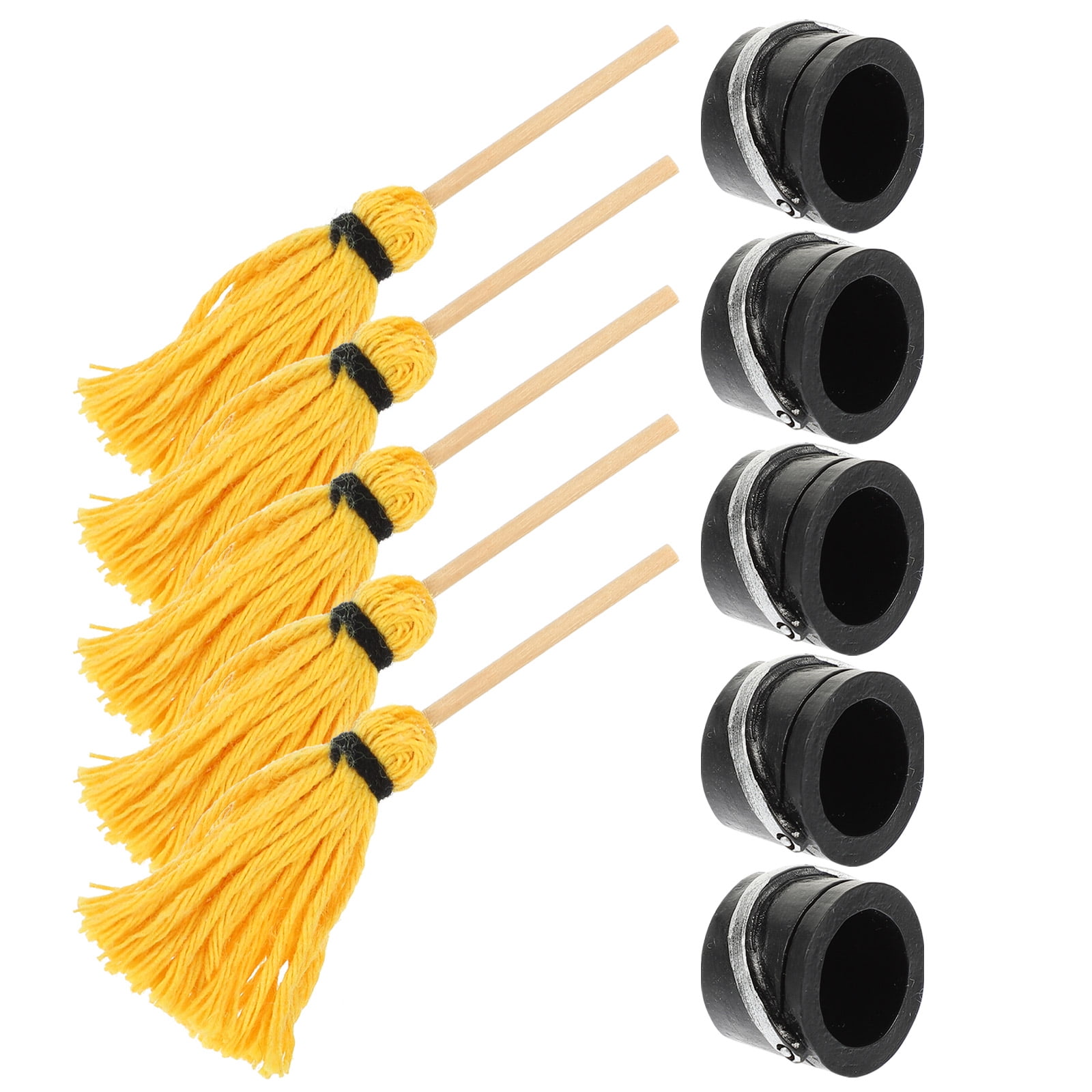 5 Sets Mini Mop Tiny House Models Miniature Cleaning Tool Doll Bucket Small Mops Buckets