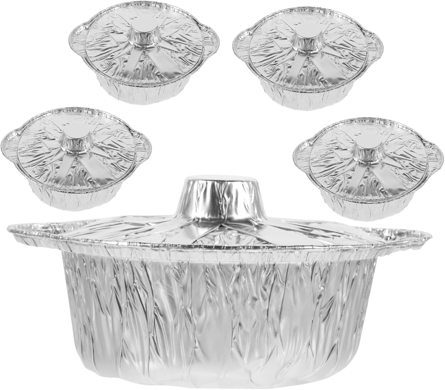 5 Sets Outdoor Tin Foil Pot Aluminum Round Foil Pan Disposable Pie Pan