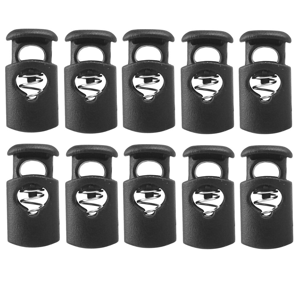 5 Sets Rope End Snap Hook Round Spring Cord Lock Stopper Toggle Plastic