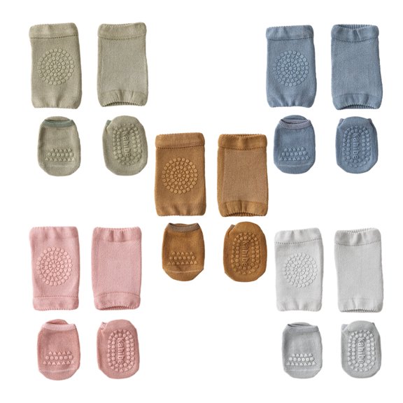 5 Sets Toddler Non Slip Knee Pads And Socks Sets For Baby Boy Girls' Crawling Learn To Walk - M