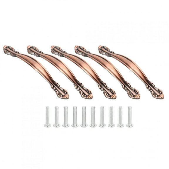 5 Sets Vintage Cabinet Drawer Pull Handle Zinc Alloy Wardrobe Knobs for Furniture Red Bronze