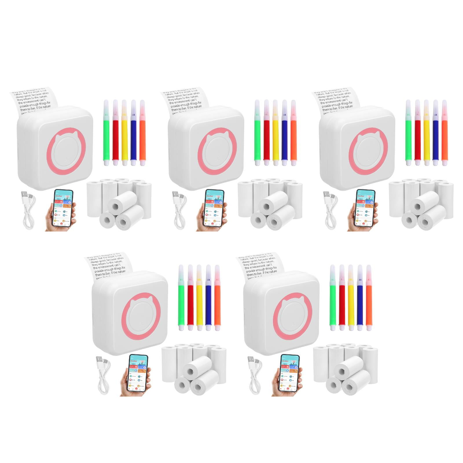 5 Sets of Label Maker Portable Label Printer USB Label Printer Student ...