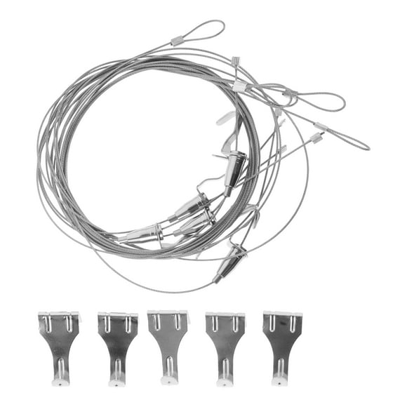 5 Sets of Picture Hanging Wire Kit Picture Adjustable Hanging Wire Pendant Metal Wire Rope Multi-Function Picture Hanger Wire with Hooks Kit