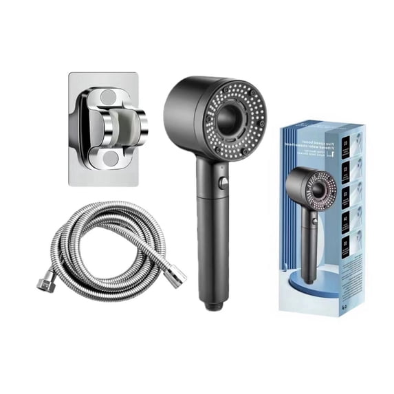 5-Setting Shower Head with Handheld, High Pressure Shower Heads with 59in Hose & Support, Filtered Shower Head Detachable -Remove Chlorine, Reduce Dry Itchy Skin -ON/OFF Switch for Pet Bath,Black