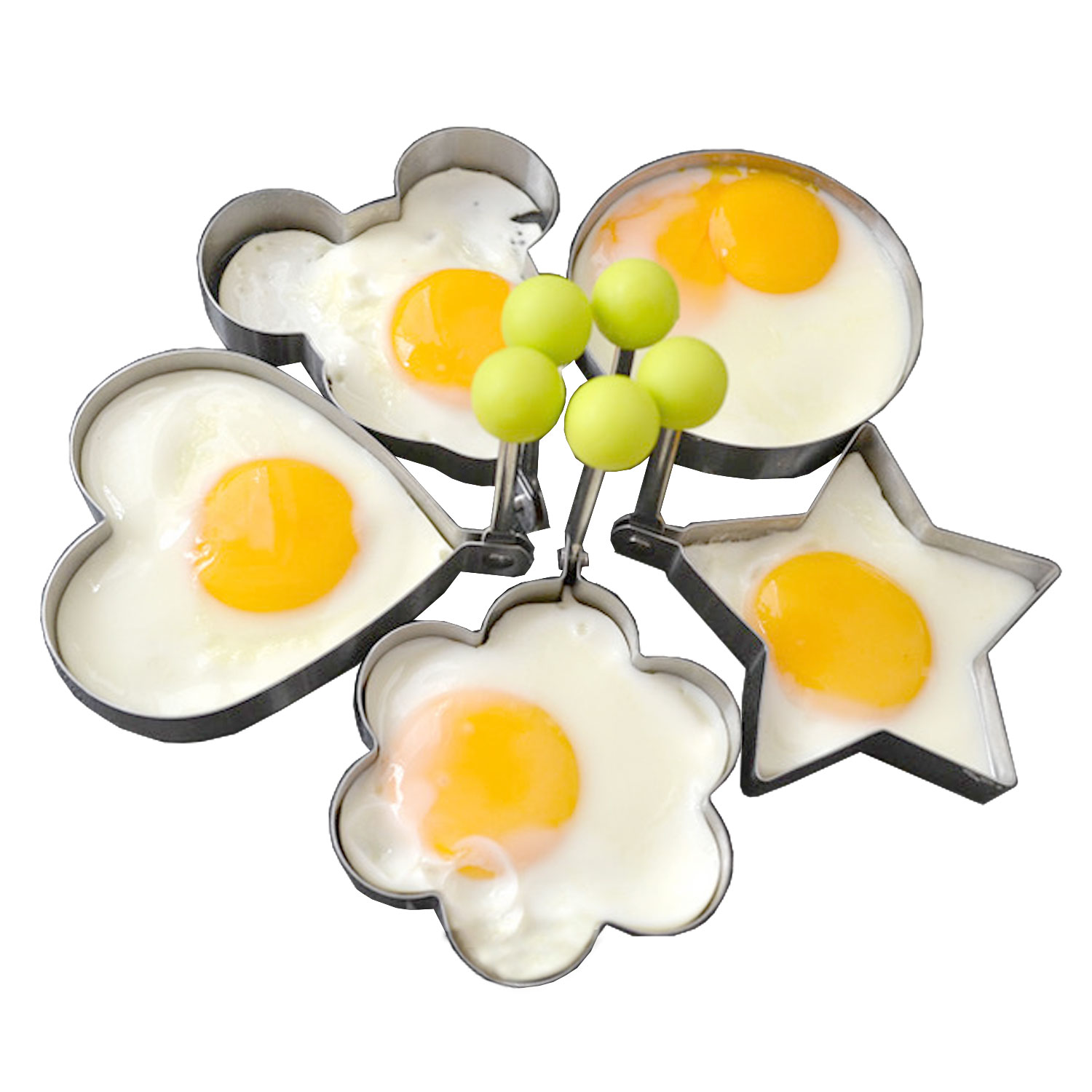 5 Shapes Stainless Steel Egg Cooking Rings Egg Molds Pancake Maker with