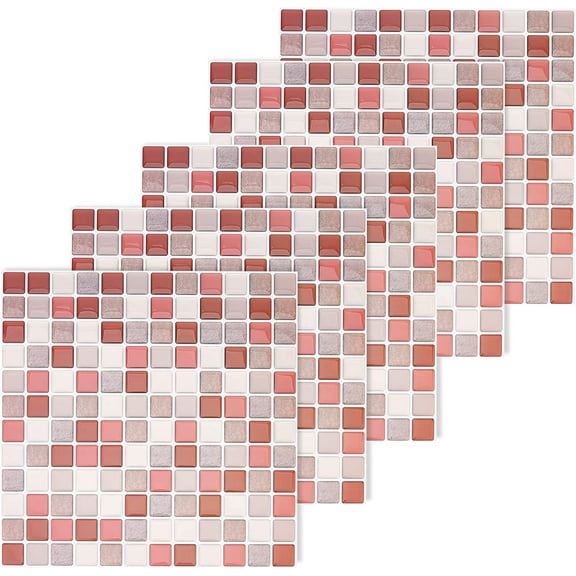 5 Sheet 3D Mosaic Tile Sticker Peel and Stick Backsplash Tile Kitchen Mosaic Wall Tiles Self-Adhesive DIY Backsplash for Kitchen Bathroom 9.3" X 9.3" Covering 3 Square Feet for diy