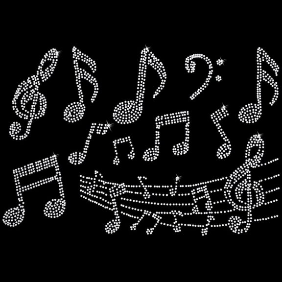 5 Sheet Music Notes Rhinestone Iron on Transfers Glitter Music Note Pattern Patches Hotfix Clothes Iron on Patch for Clothes Dress DIY Crafts