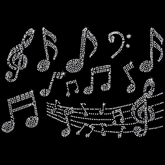 5 Sheet Music Notes Rhinestone Iron on Transfers Glitter Music Note Pattern Patches Hotfix Clothes Iron on Patch