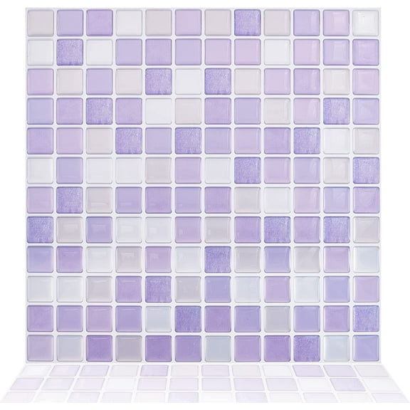 5 Sheet PET Self-Adhesive Mark Pattern Paper Wall Stickers for Shelf Liner Dresser Drawer Locker Square Purple 235x235x1mm