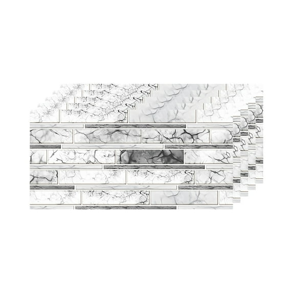 5 Sheet Peel and Stick Backsplash Waterproof Stone Backsplash Tile Marble Self Adhesive Peel and Stick on Backsplash for Kitchen Bathroom Fireplace Cabinet 4"x8" White