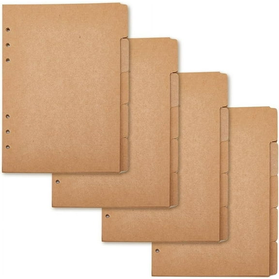 5 Sheets A5 Kraft Paper Binder Dividers 6-Hole Index Page Tab for Planner & Notebook & Loose Leaf Binders Rectangle BurlyWood 208x150x0.2mm Hole: 5mm