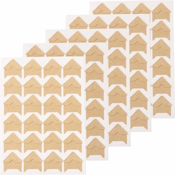 5 Sheets Acid-Free Self-Adhesive Photo Corners, Scrapbooking Picture Corner Stickers, Album Mounting Supplies for Memory Books, Diaries, Photo Frames and DIY Paper Craft Projects,Khaki
