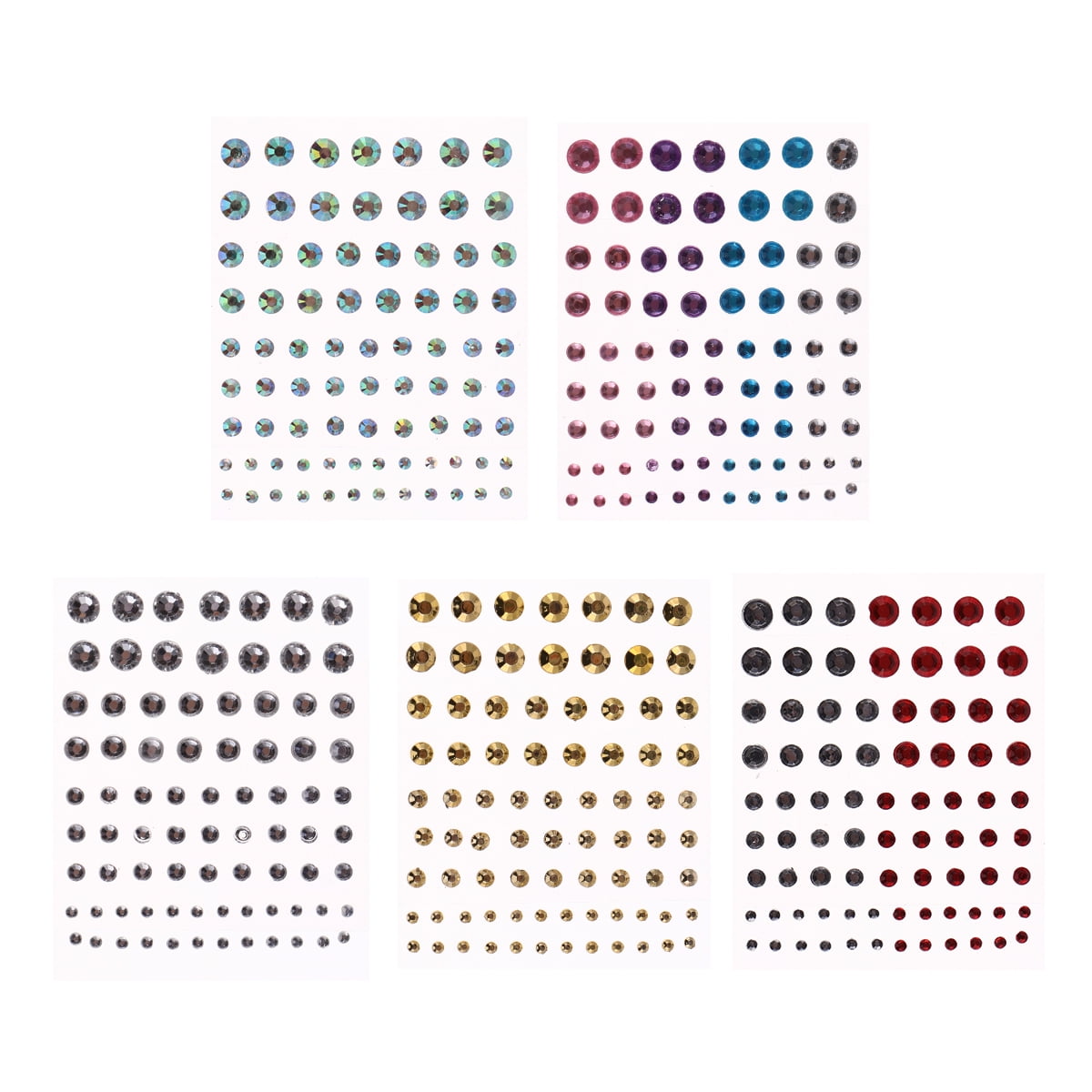 5 Sheets Acrylic DIY Back Glue Decals Rhinestone Sticker Face Stickers