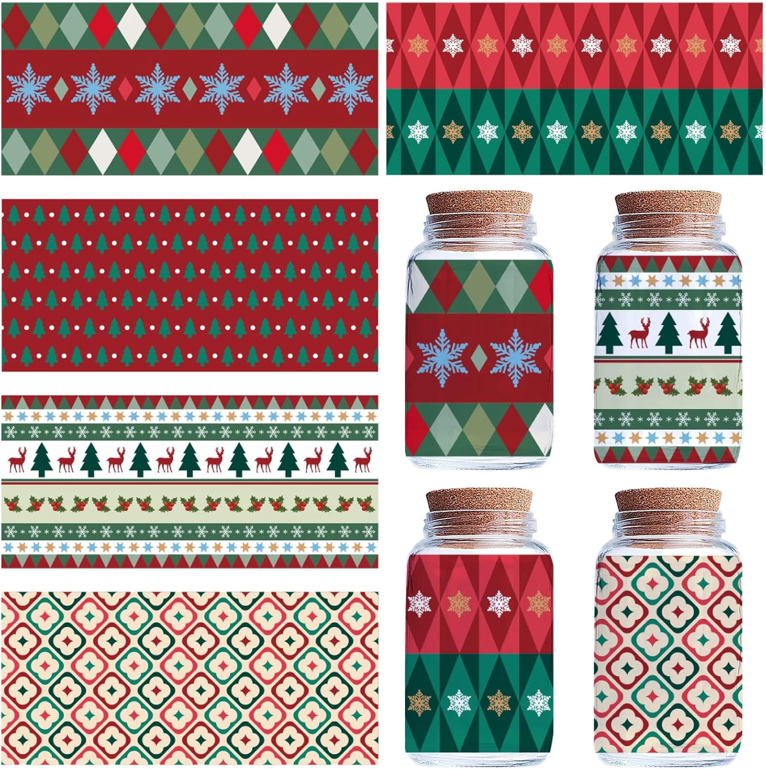 Pvc Transfer Sticker 5 Sheets Christmas UV DTF Cup Wrap Transfer Sticker Xmas Snowflakes Rub ...