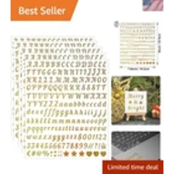 5 Sheets Craft Letter Stickers, 1000 PCS Glitter Script Alphabet A-Z Vinyl Se...