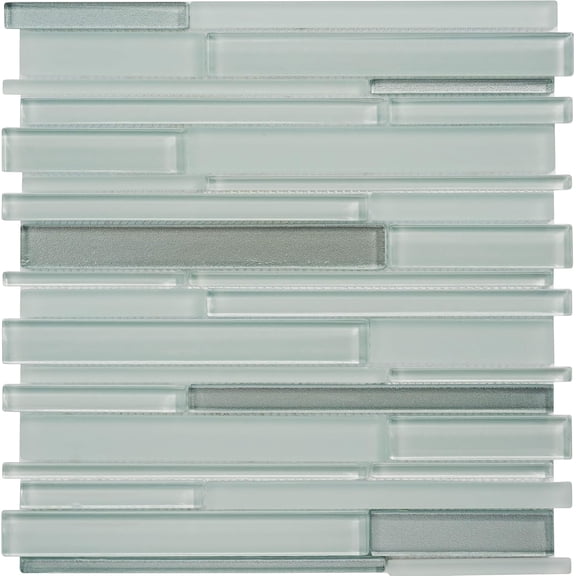 5 Sheets Glass Mosaic Tile for Kitchen Backsplash, Bathroom Shower Wall, Etc, Simple Color Collection, Mixed Strips, 12-1/2"X12 X5/16 (Set of 5 Sheets, GTM 005 - Key West)
