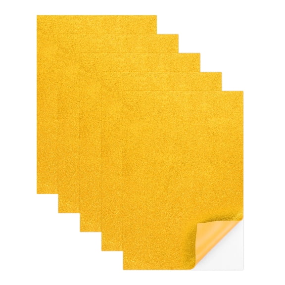 5 Sheets Gold Shiny Foam Sheets with Adhesive Backing, 8x12Inch Self-Adhesive Shiny EVA Foam Sheets Sticky EVA Paper Stickers for Art Crafts Projects, DIY Party Decoration